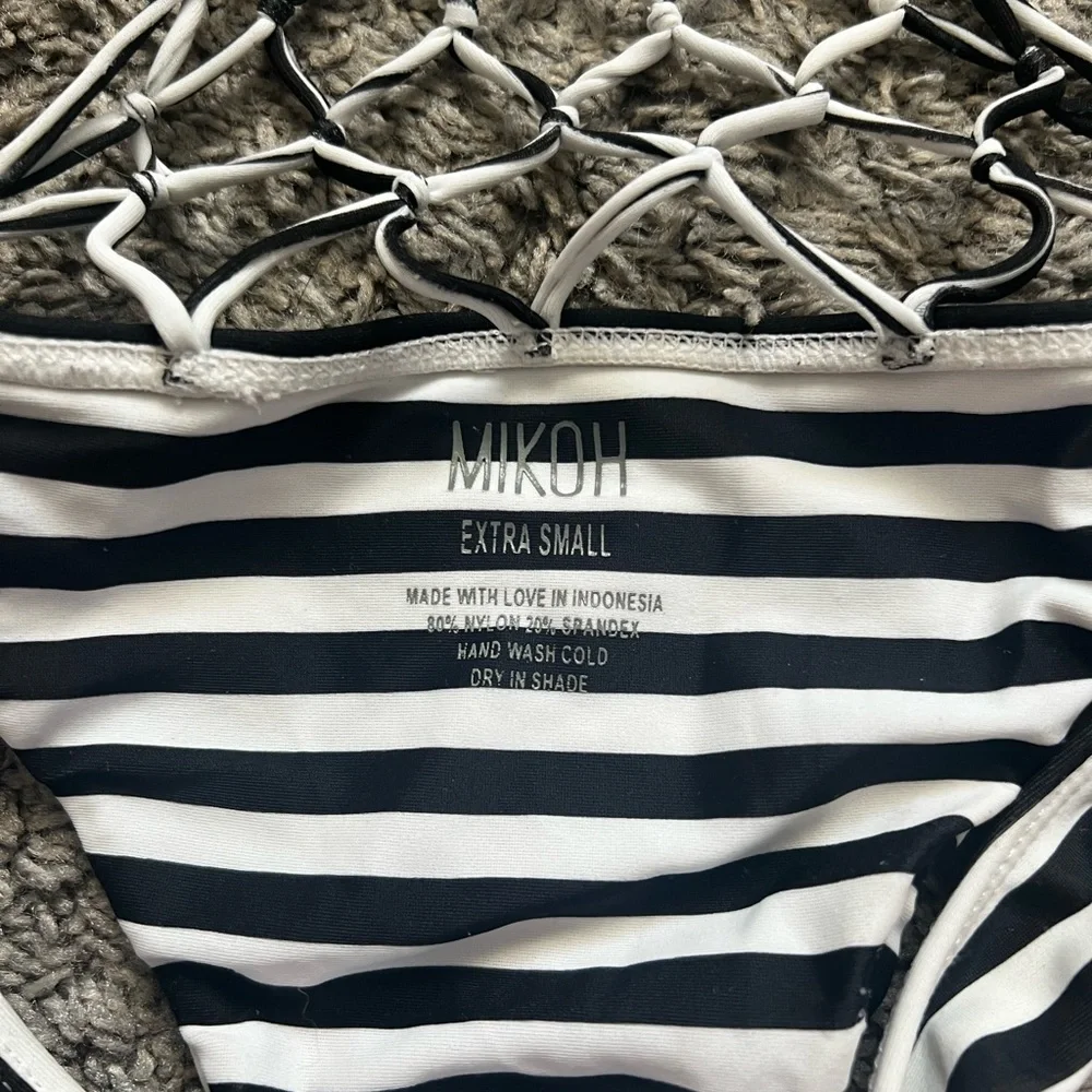 MIKOH Swimwear Xavier Crochet Back One Piece in Black/White Stripe - Picture 9 of 9